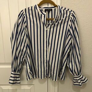 J.Crew Blue and White Striped Blouse